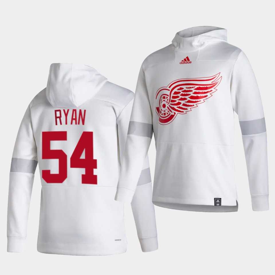 Men Detroit Red Wings 54 Ryan White NHL 2021 Adidas Pullover Hoodie Jersey